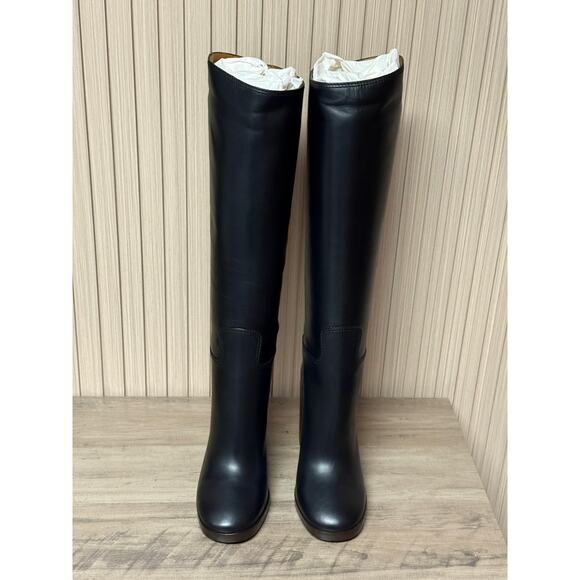 GUCCI Gold Heel Black Leather Knee Boots "Lifford" Size 37 IT / 7 US Authentic - Picture 7 of 16